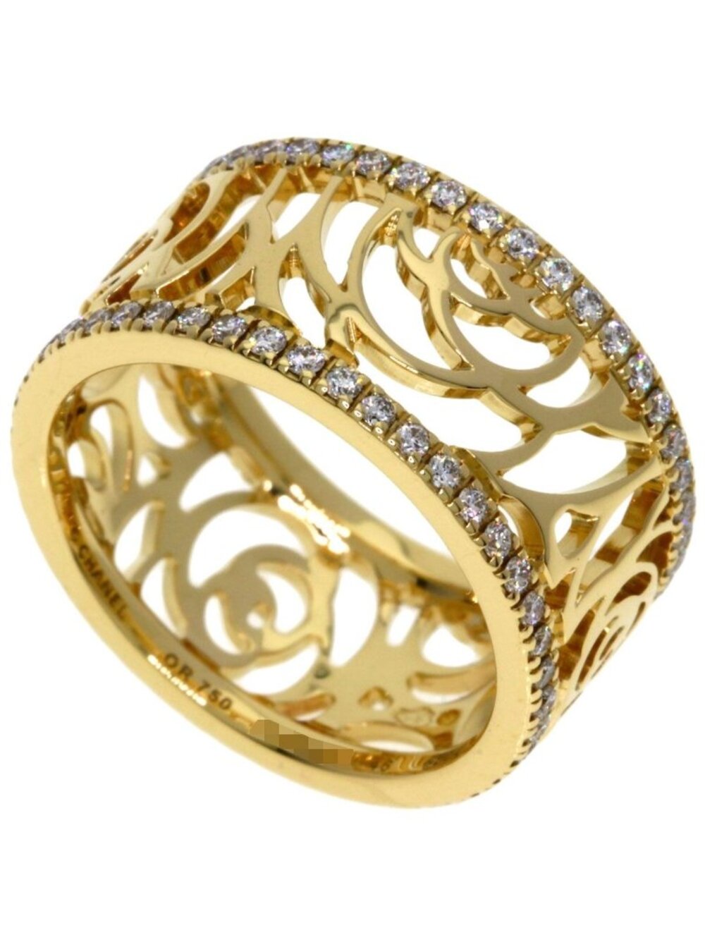 Chanel Camellia Diamond 46 Ring 18K Yellow Gold